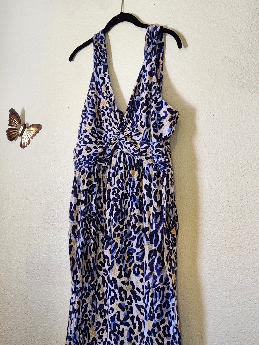 Miss Tina Blue and Yellow Animal Print Dress